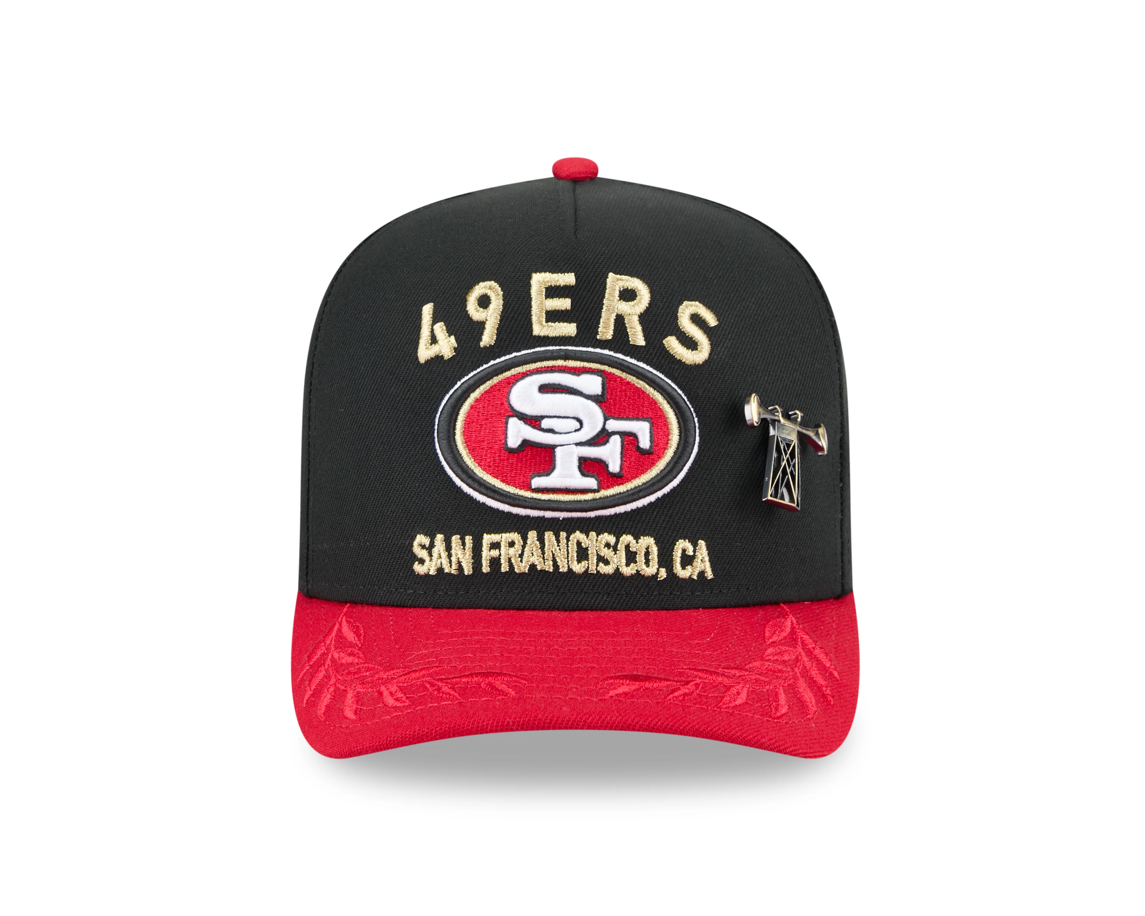 Men's San Francisco 49ers New Era Black 2025 On Stage NFL Draft A-Frame 59FIFTY Fitted Hat