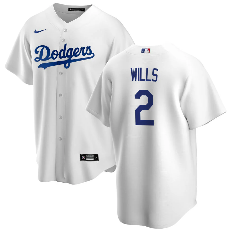 Men's Maury Wills Los Angeles Dodgers Nike White Home Replica Team Jersey
