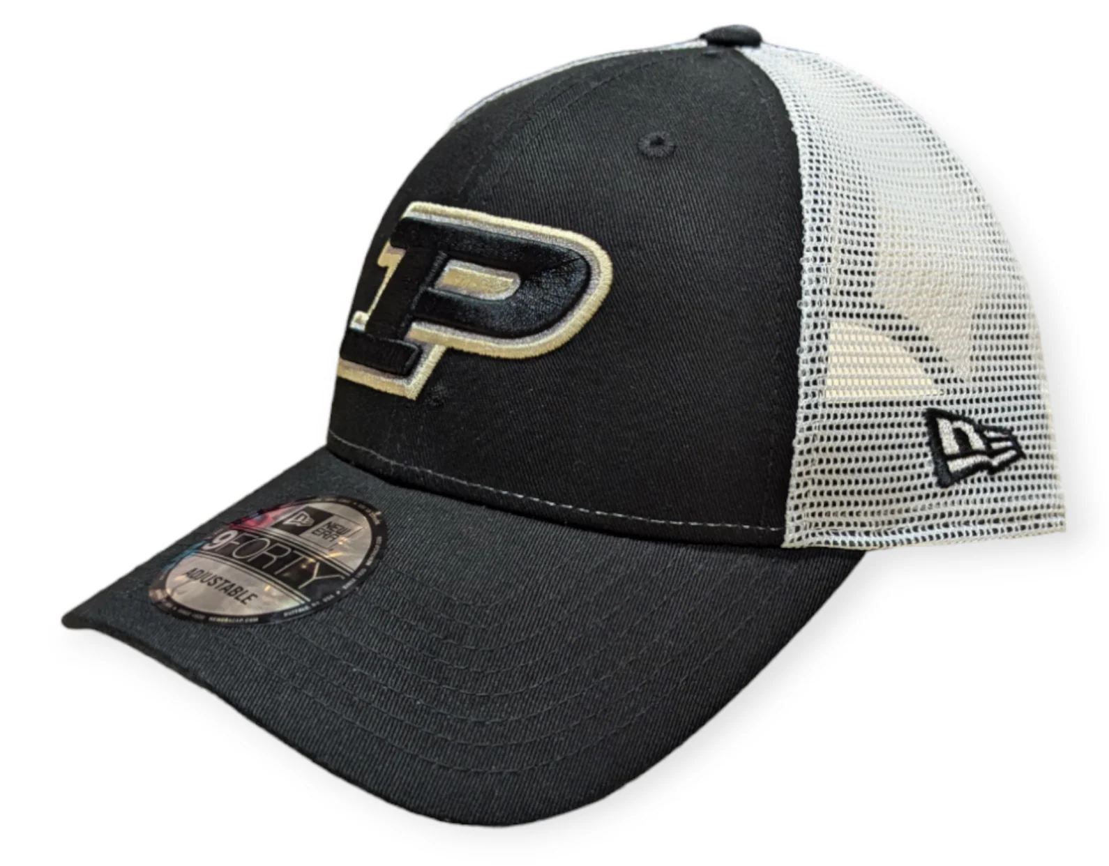Purdue Boilermakers New Era Black/White Trucker 9FORTY Adjustable Hat
