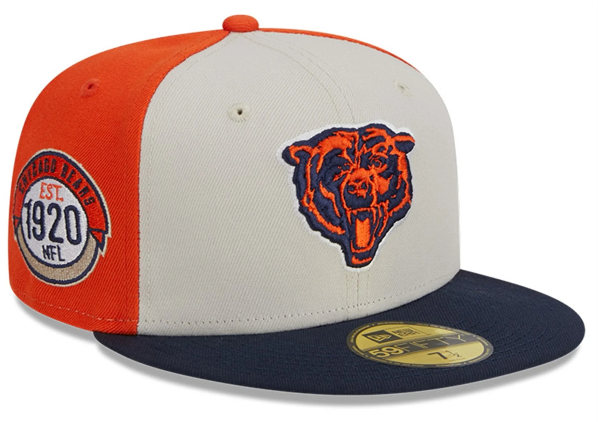 Men's Chicago Bears New Era Cream/Navy 2023 Sideline Historic 59FIFTY Fitted Hat