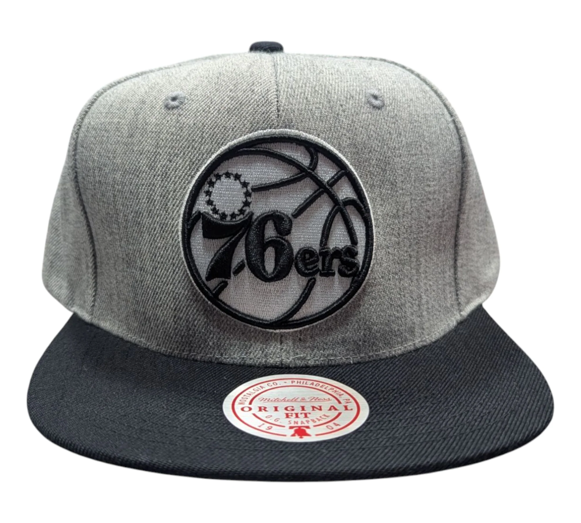Philadelphia 76ers Mitchell & Ness Grey Black Pop Snapback Hat