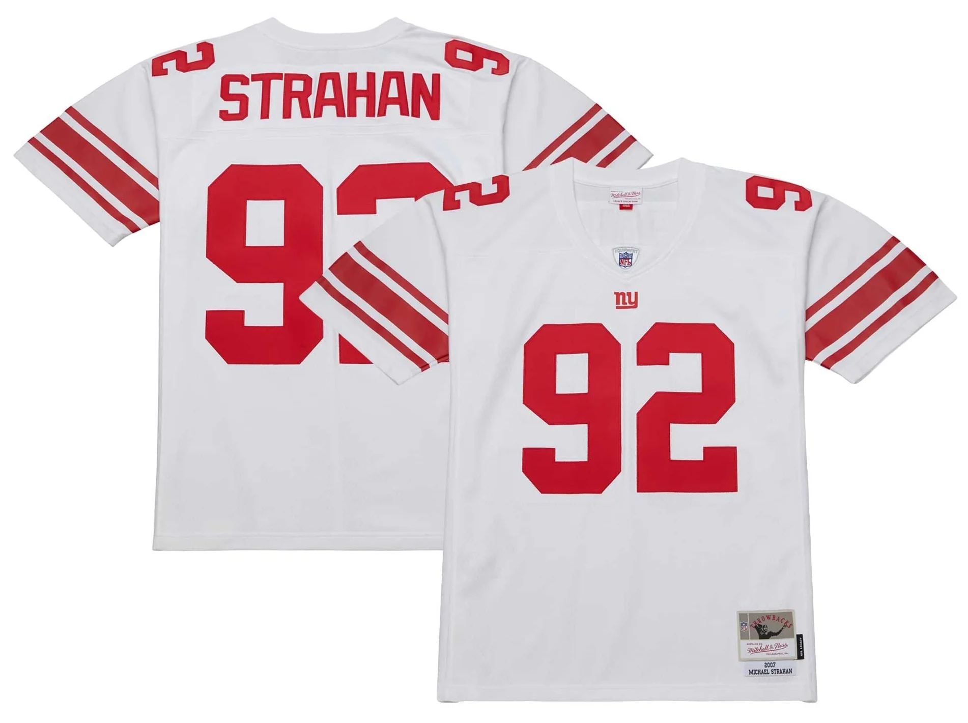 Men's Michael Strahan New York Giants Mitchell & Ness White Legacy Replica Jersey