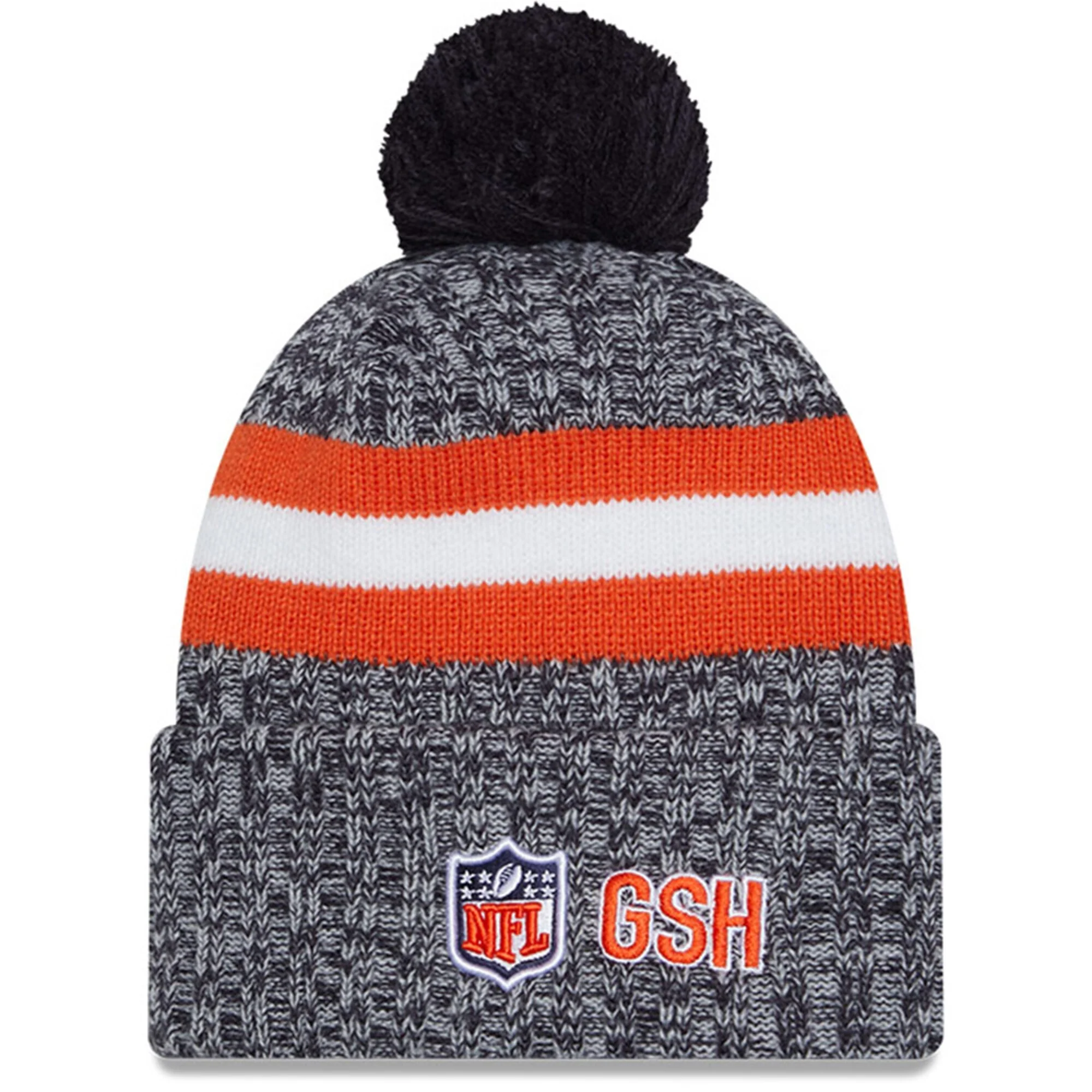 Men's Chicago Bears New Era Navy 2023 Sideline Cuffed Knit Hat With Pom