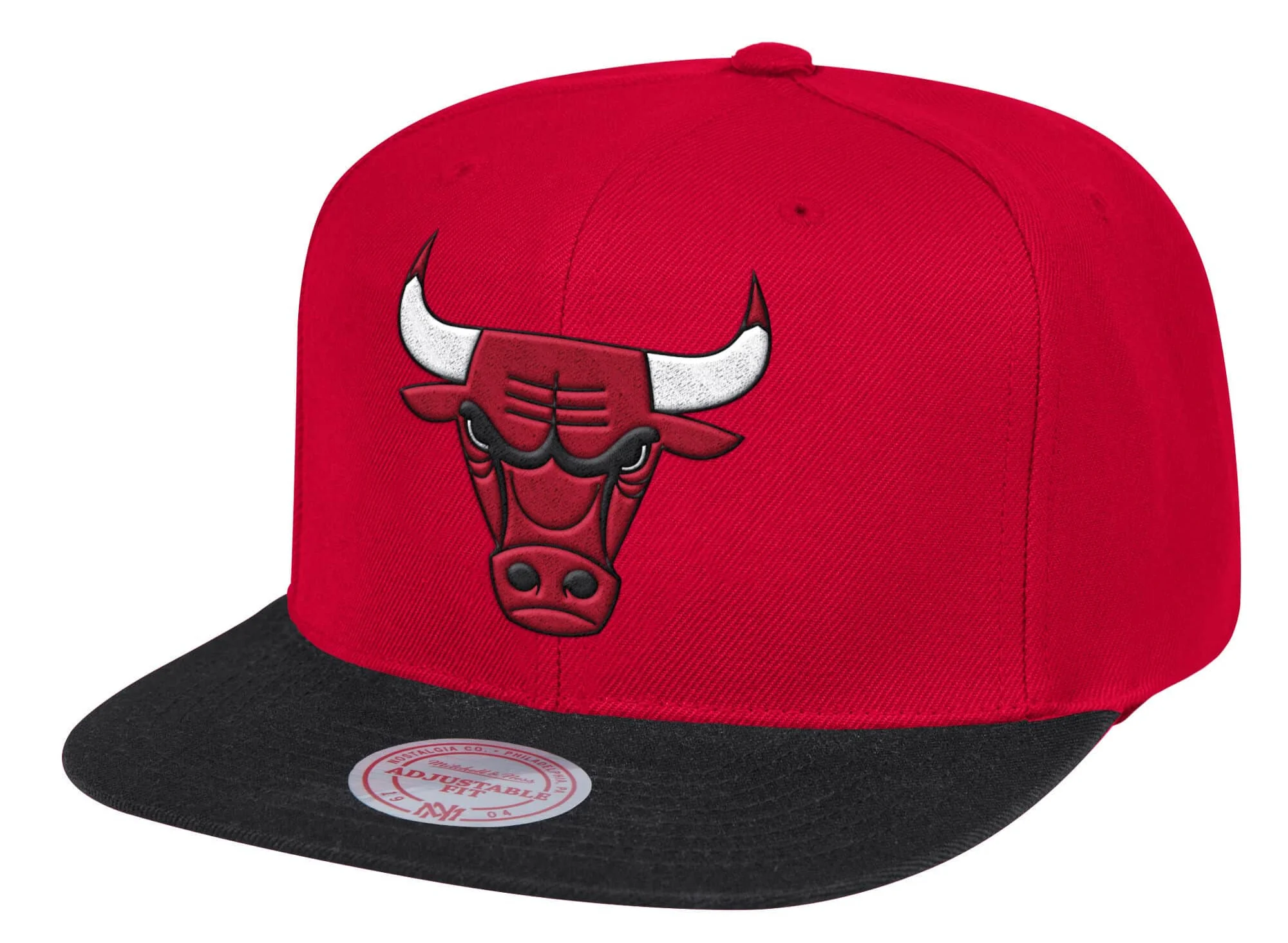 Mens NBA Chicago Bulls Red/Black Wool 2 Tone Snapback Hat By Mitchell And Ness