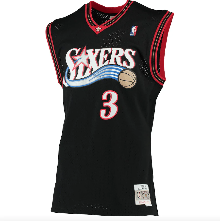 Men’s Allen Iverson Philadelphia 76ers 2000-2001 Swingman Black Replica Jersey By Mitchell & Ness