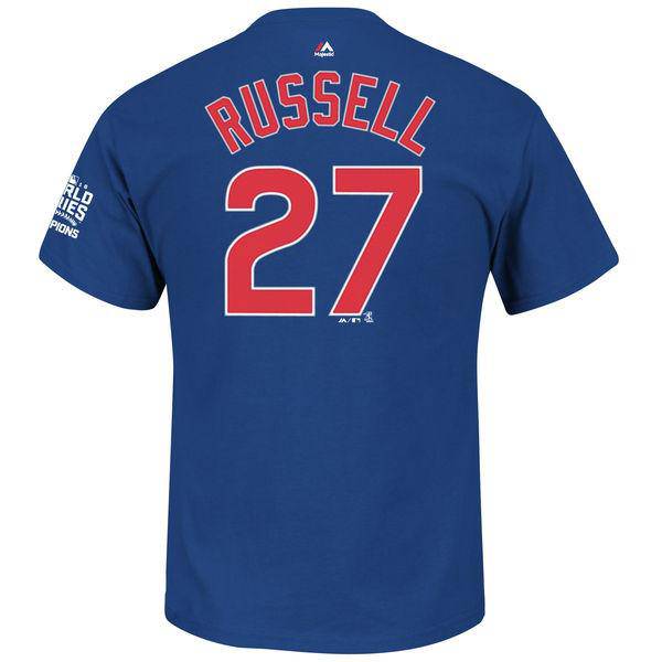 Men's Chicago Cubs Addison Russell 2016 World Series Champions Name & Number T-Shirt