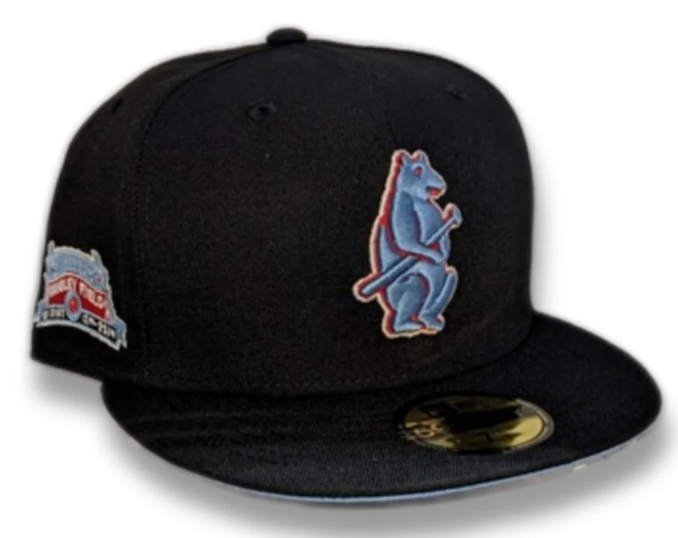 Chicago Cubs Cooperstown Collection Wrigley Field Black/ Sky Blue New Era 59FIFTY Fitted Hat