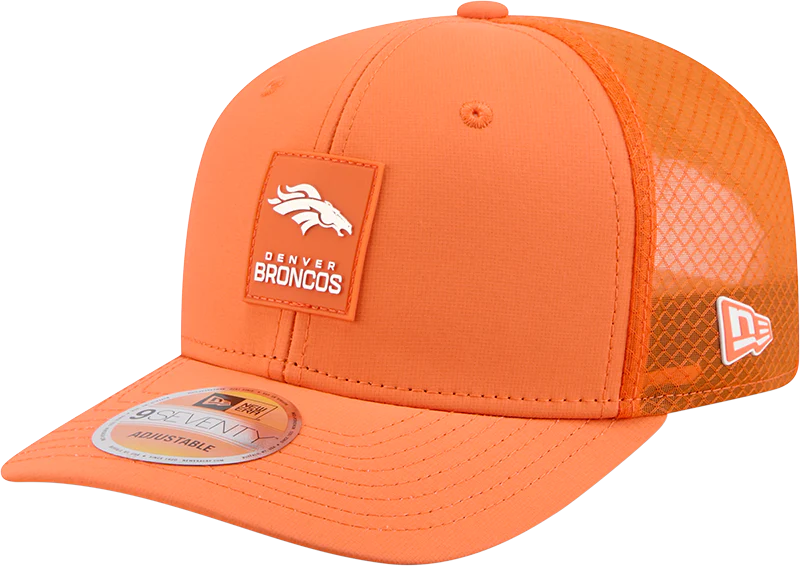 Men's Denver Broncos New Era Orange 2025 Sideline 9SEVENTY Trucker Adjustable Hat