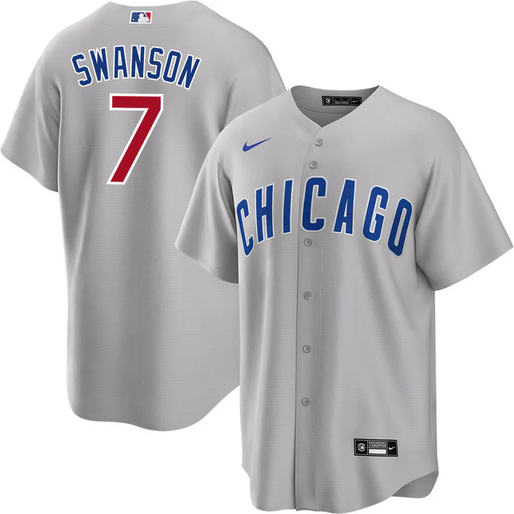 NIKE Men's Dansby Swanson Chicago Cubs Gray Road Replica Jersey