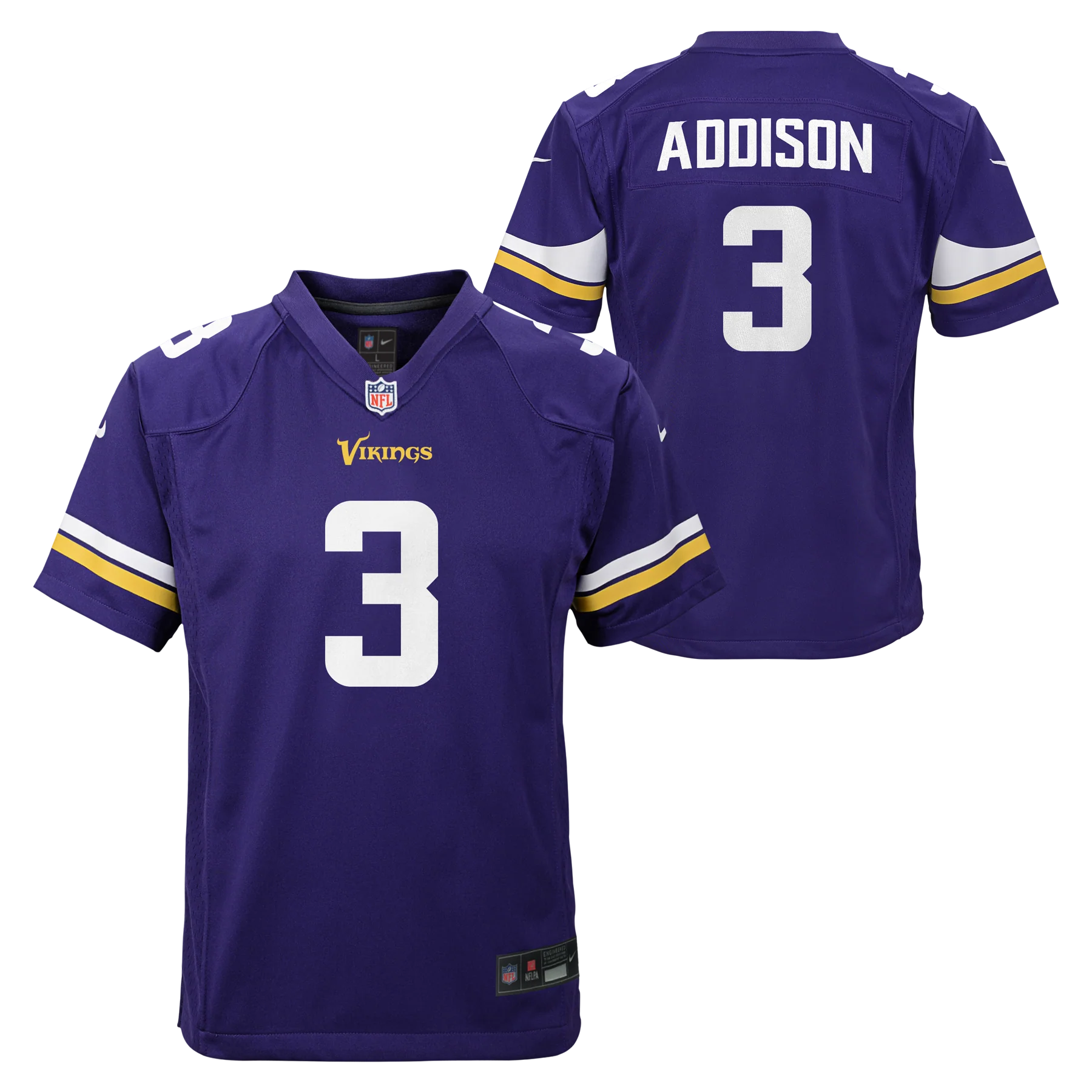 Youth Jordan Addison Minnesota Vikings Purple Nike Game Jersey
