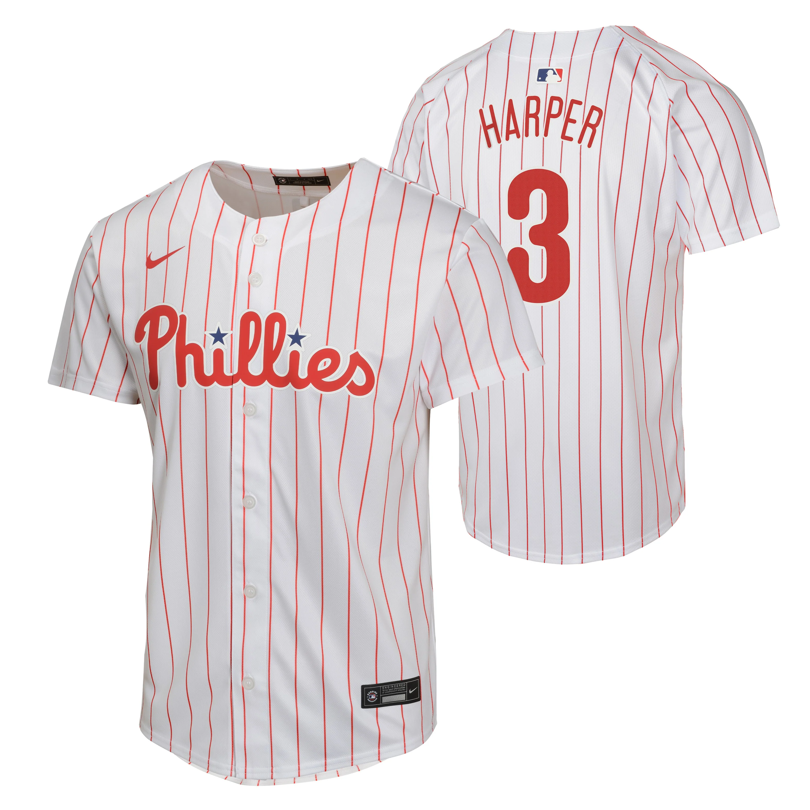 Youth Bryce Harper Philadelphia Phillies NIKE White Home Game Replica Jersey