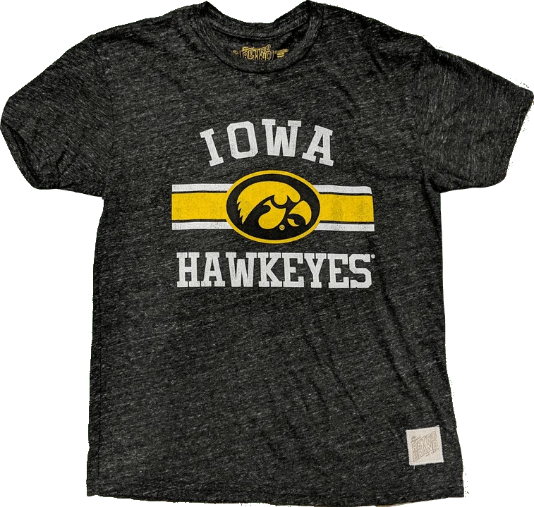 Men's NCAA Iowa Hawkeyes Retro Brand Charcoal Gray TriBlend Tee