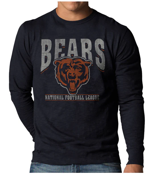 Men's Chicago Bears NFL Script Fall Navy Scrum Long Sleeve Tee