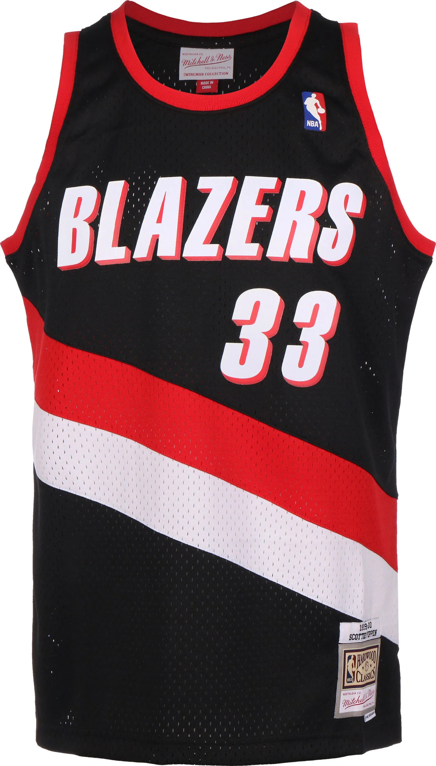 Men's Scottie Pippen 1999-00 Portland Trail Blazers Mitchell & Ness Black/Red/White Hardwood Classics Swingman Jersey