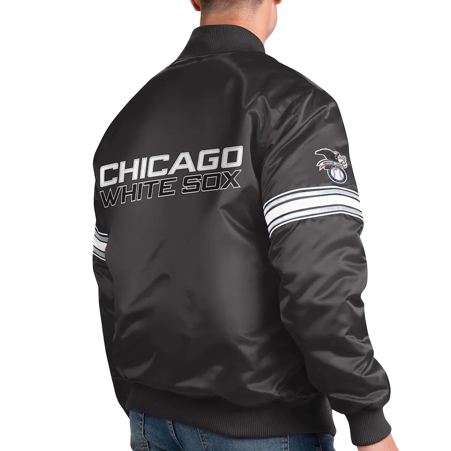 Men's Chicago White Sox Pick & Roll Starter Satin Jacket-Black