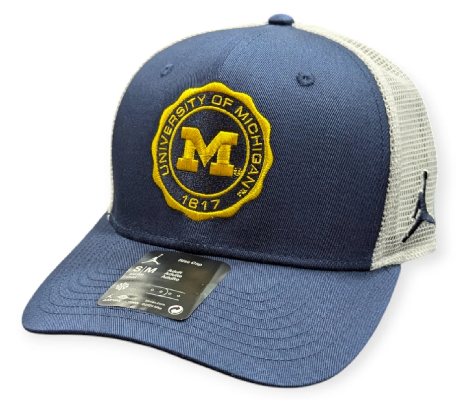 Michigan Wolverines Nike Navy Rise Trucker Crest Adjustable Hat