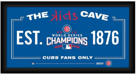Chicago Cubs 2016 World Series Champions Framed 6x12 Kids Cave Sign