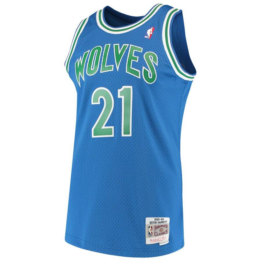 Mens Minnesota Timberwolves Kevin Garnett Mitchell & Ness Blue 1995-96 Hardwood Classics Swingman Jersey
