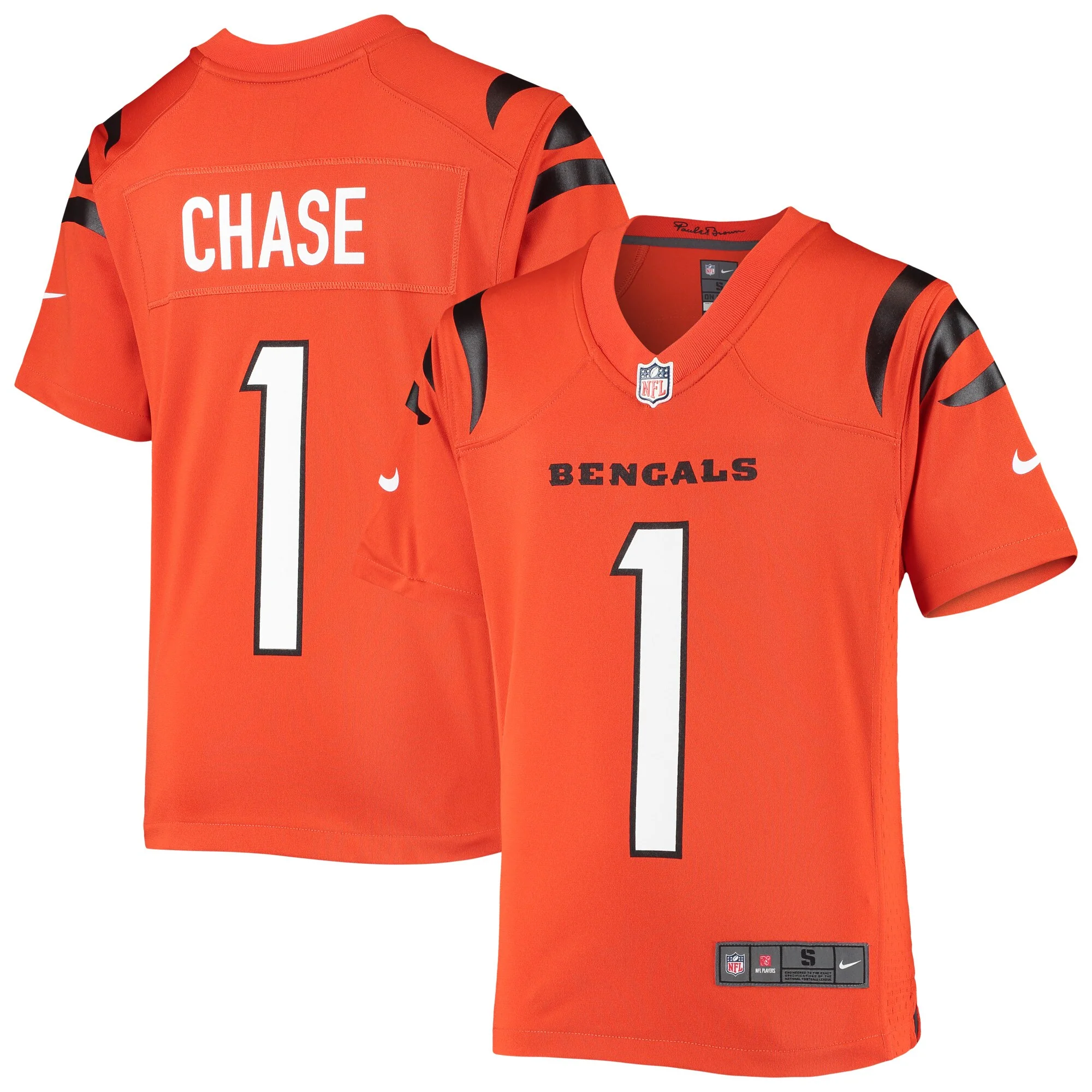 Youth  Ja'Marr Chase Cincinnati Bengals Nike Alternate Orange Game Jersey