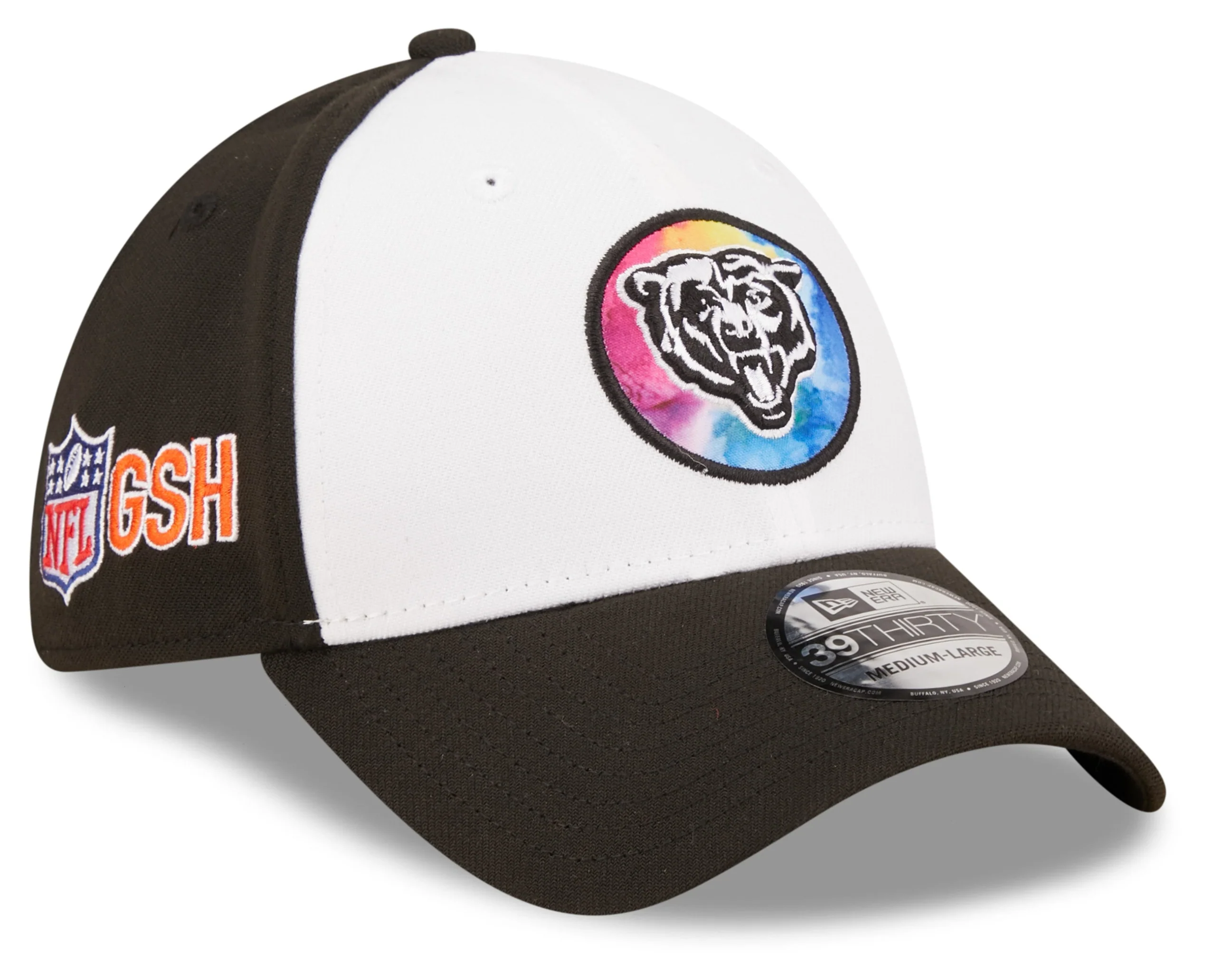 Men's Chicago Bears New Era Crucial Catch 2022 NFL Coaches Sideline Mascot Logo White/Black 39THIRTY Flex Hat