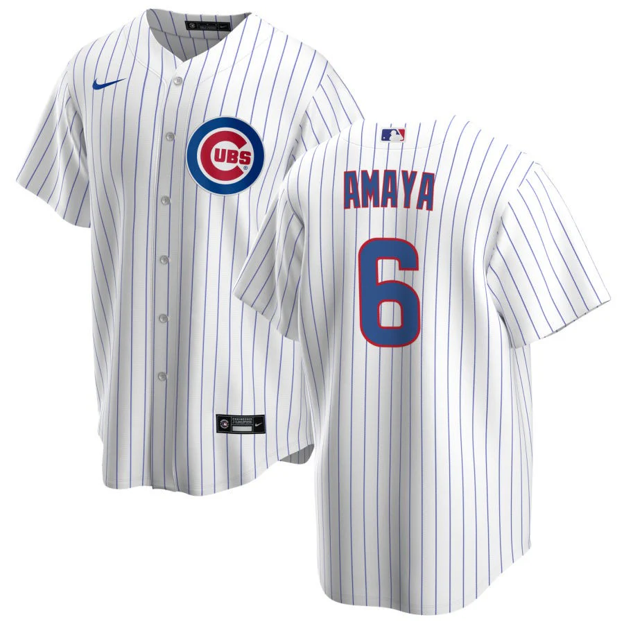 NIKE Men's Miguel Amaya Chicago Cubs White Home Premium Stitch Replica Jersey