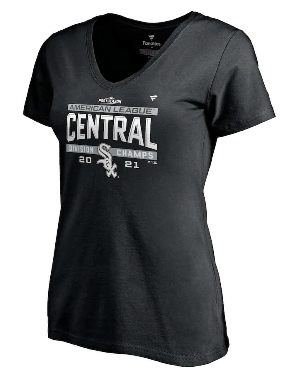 Women's Chicago White Sox Fanatics Branded Black 2021 AL Central Division Champions Locker Room V-Neck T-Shirt
