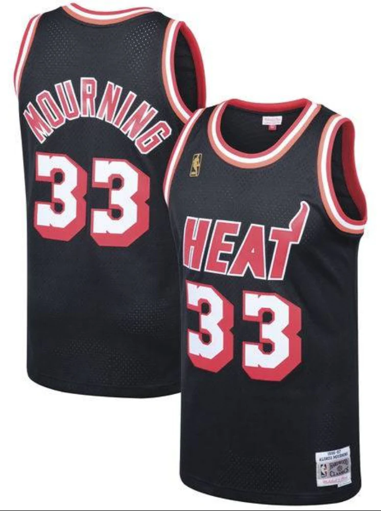 Men's Miami Heat Alonzo Mourning Mitchell & Ness Black 1996-97 Hardwood Classics Swingman Jersey