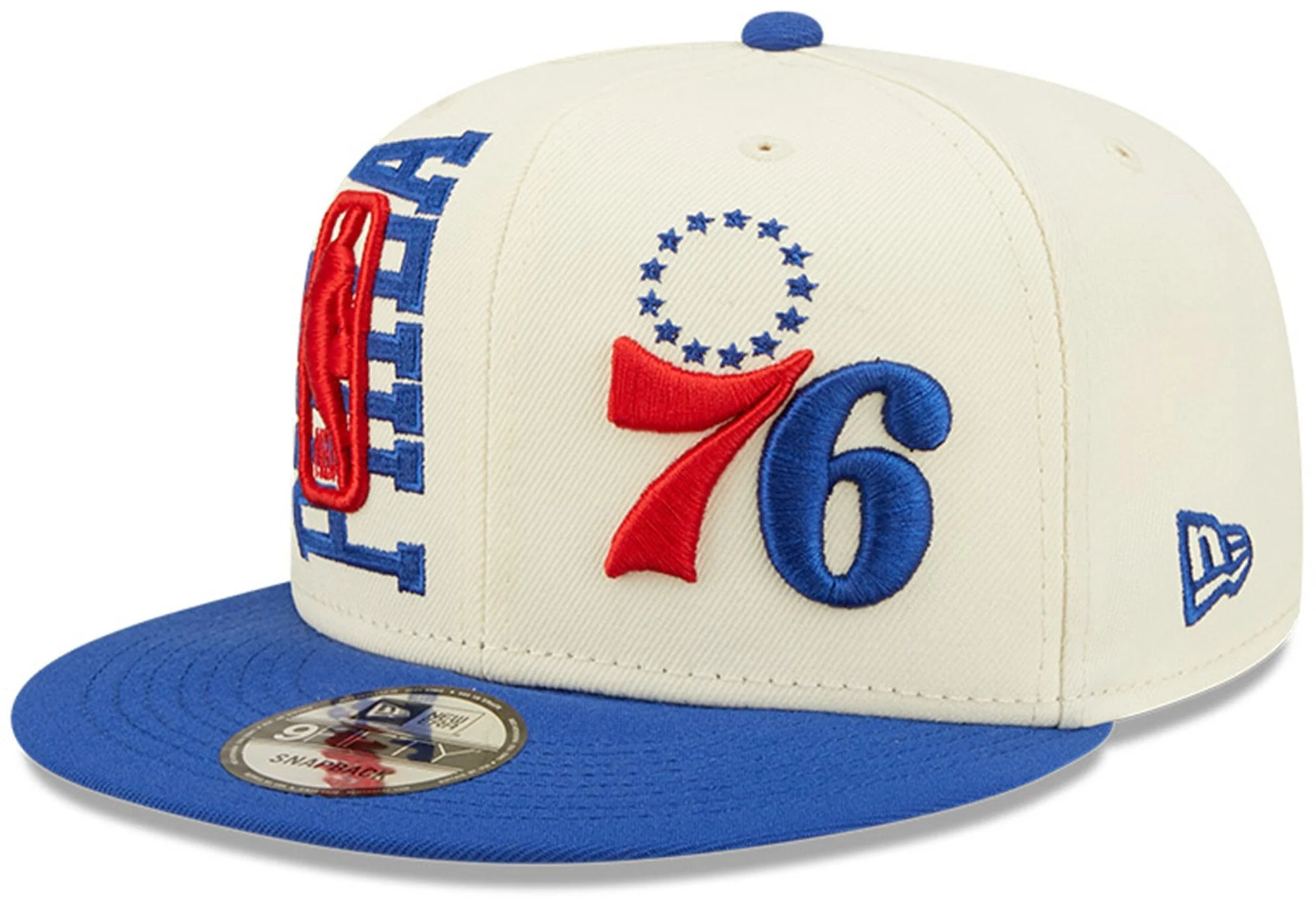 Philadelphia 76ers New Era 2022 NBA Draft 9FIFTY Snapback Adjustable Hat - Cream/Blue