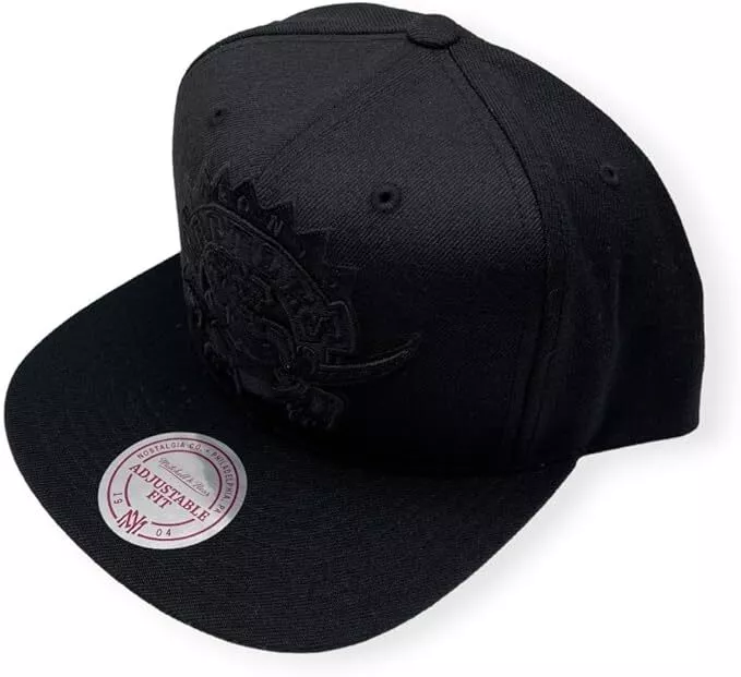 Toronto Raptors Mitchell & Ness Tonal Black Pink Moon Snapback Hat