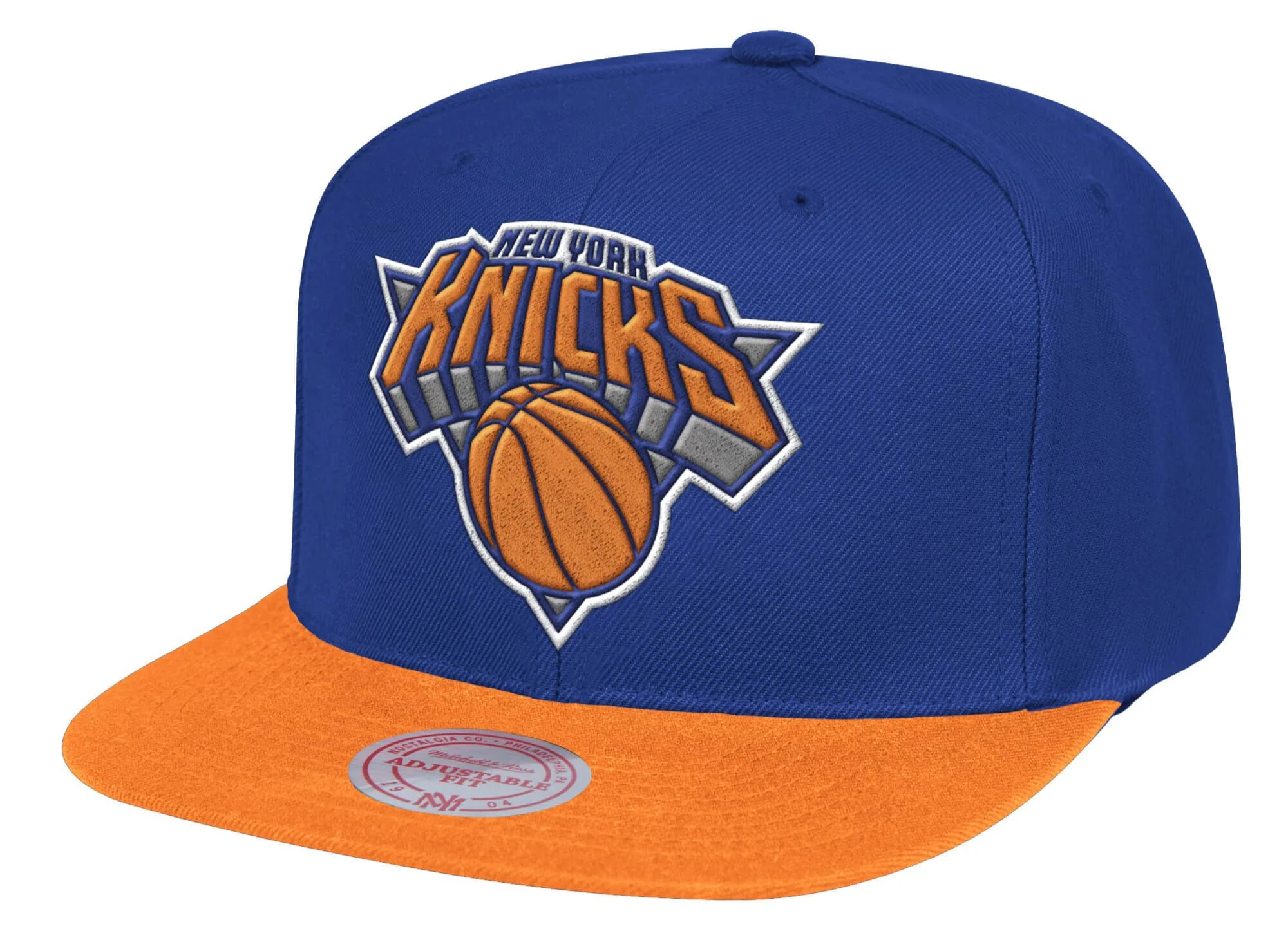 Mens NBA New York Knicks Blue/Orange 2 Tone Snapback Hat By Mitchell And Ness