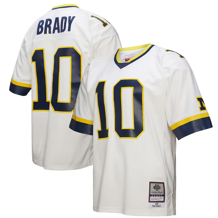 Men's Tom Brady #10 Michigan Wolverines 1999  White Mitchell & Ness Legacy NCAA Jersey