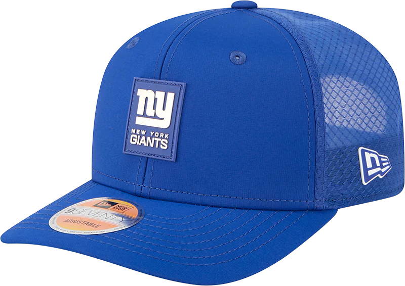 Men's New York Giants New Era Blue 2025 Sideline 9SEVENTY Trucker Adjustable Hat