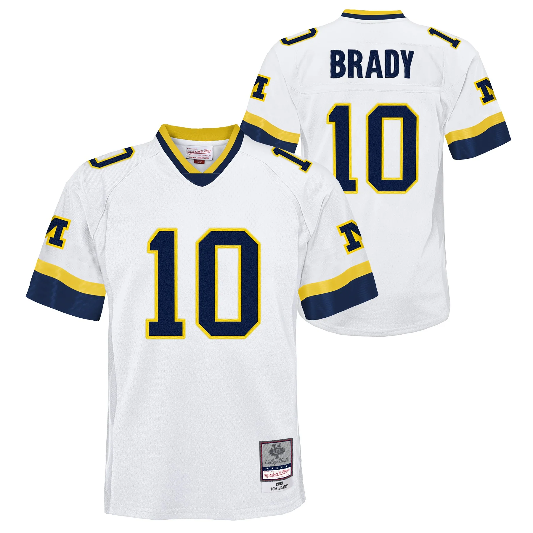 Youth Tom Brady #10 Michigan Wolverines 1999  White Mitchell & Ness Legacy NCAA Jersey