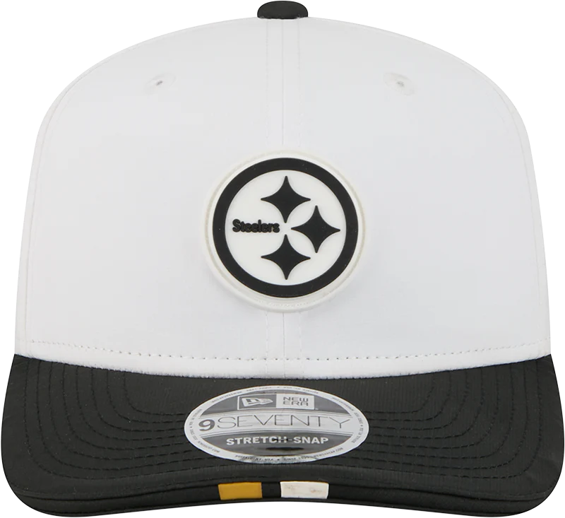 Men's Pittsburgh Steelers New Era White/Black 2025 NFL Training Camp 9SEVENTY Adjustable Hat