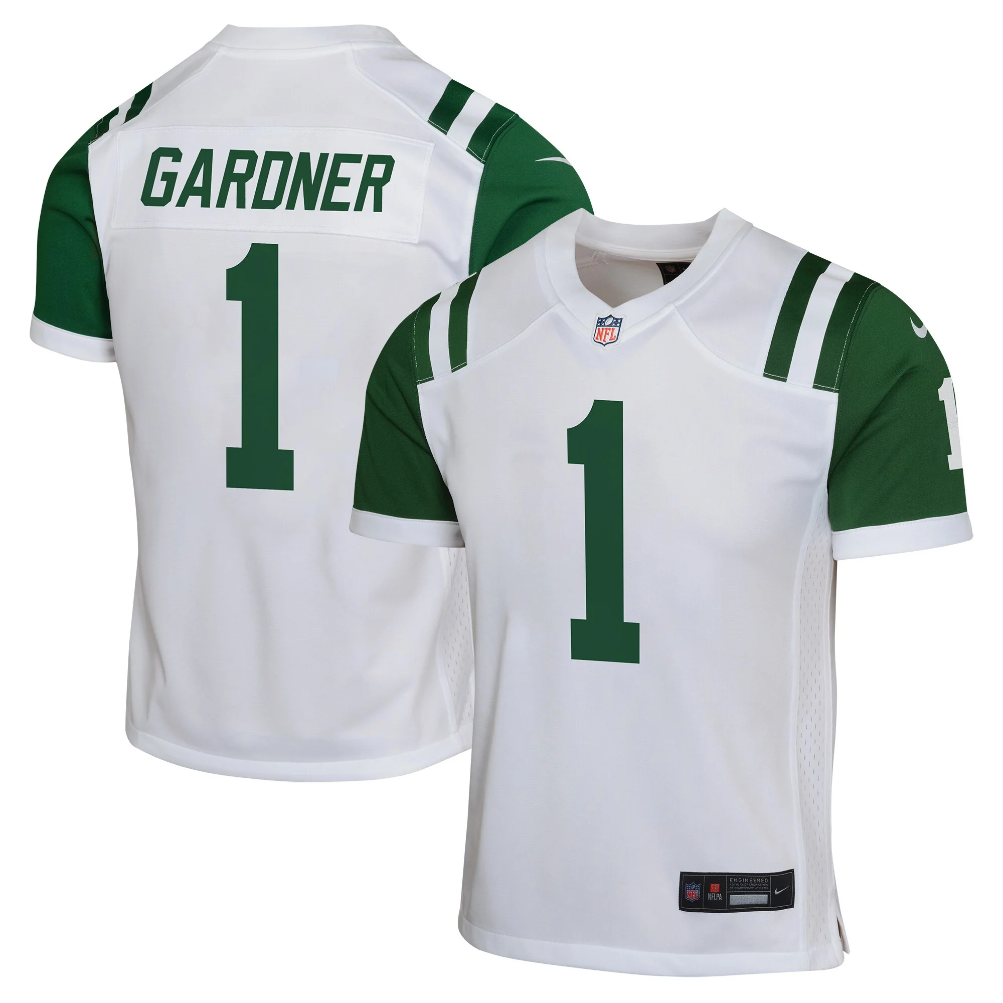 Youth Sauce Gardner New York Jets Nike Classic Alternate White Game Replica Jersey