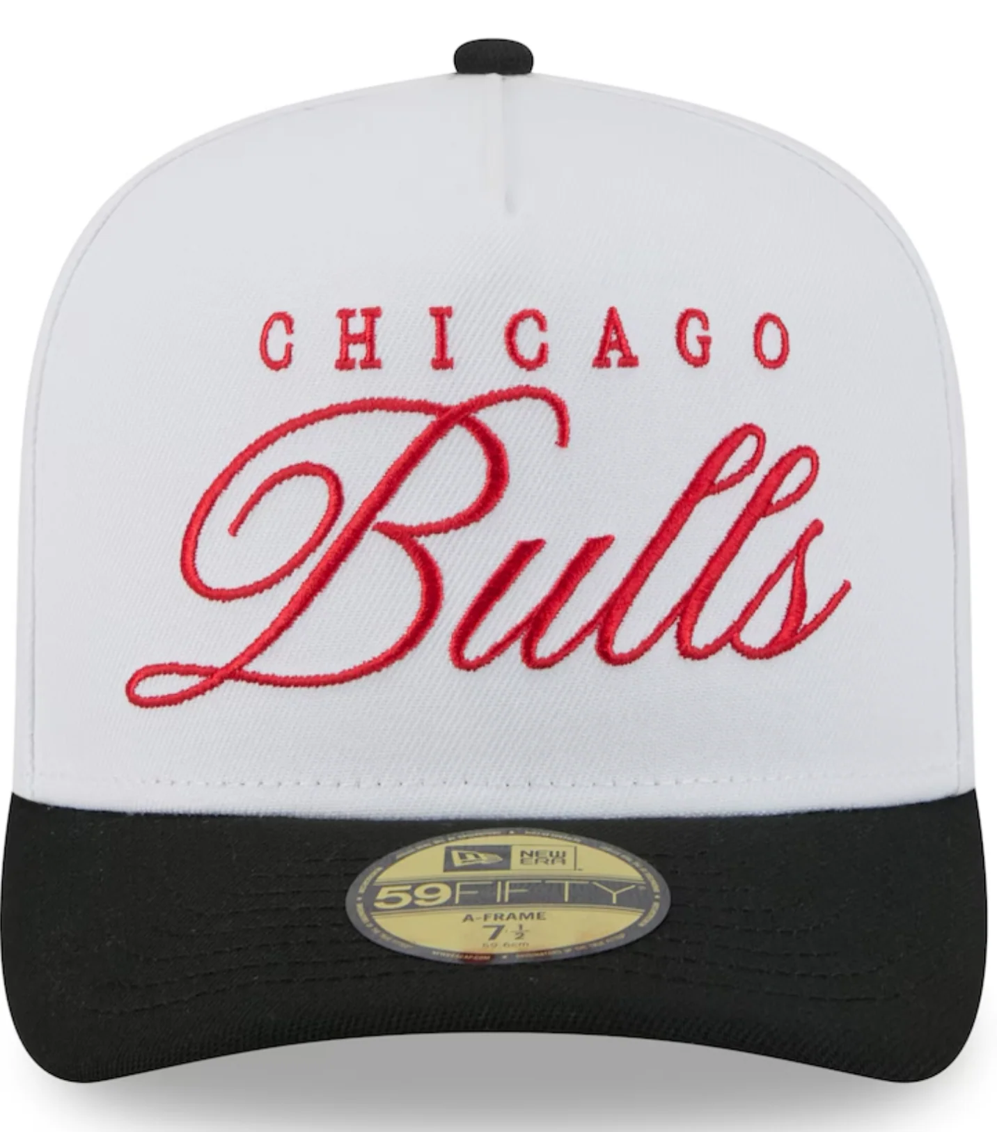 Men's Chicago Bulls New Era White/Black 2025 NBA Draft A-Frame 59FIFTY Fitted Hat