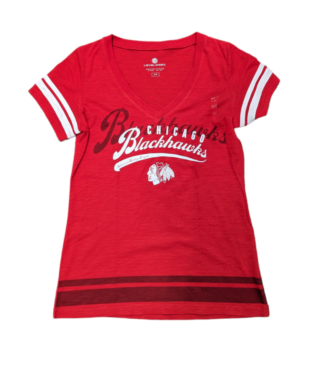 Women's Chicago Blackhawks Red LevelWear Double Take Script T-Shirt