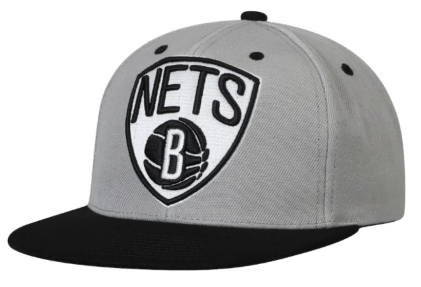 Men's Brooklyn Nets 2 Tone Gray/Black NBA XL Pop Snapback Adjustable Hat