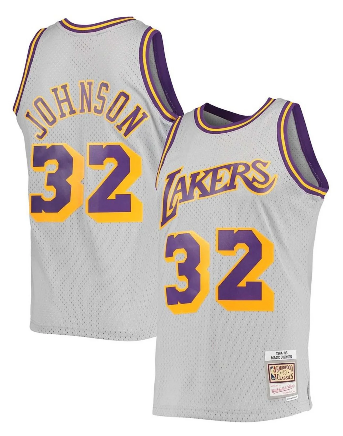 Men's Magic Johnson Los Angeles Lakers Mitchell & Ness 1984-85 Hardwood Classics Reload 2.0 Swingman Jersey - Gray