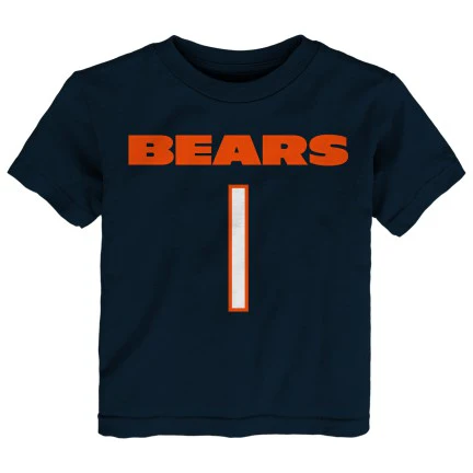 Toddler Justin Fields Chicago Bears Navy Mainliner Name And Number Shirt