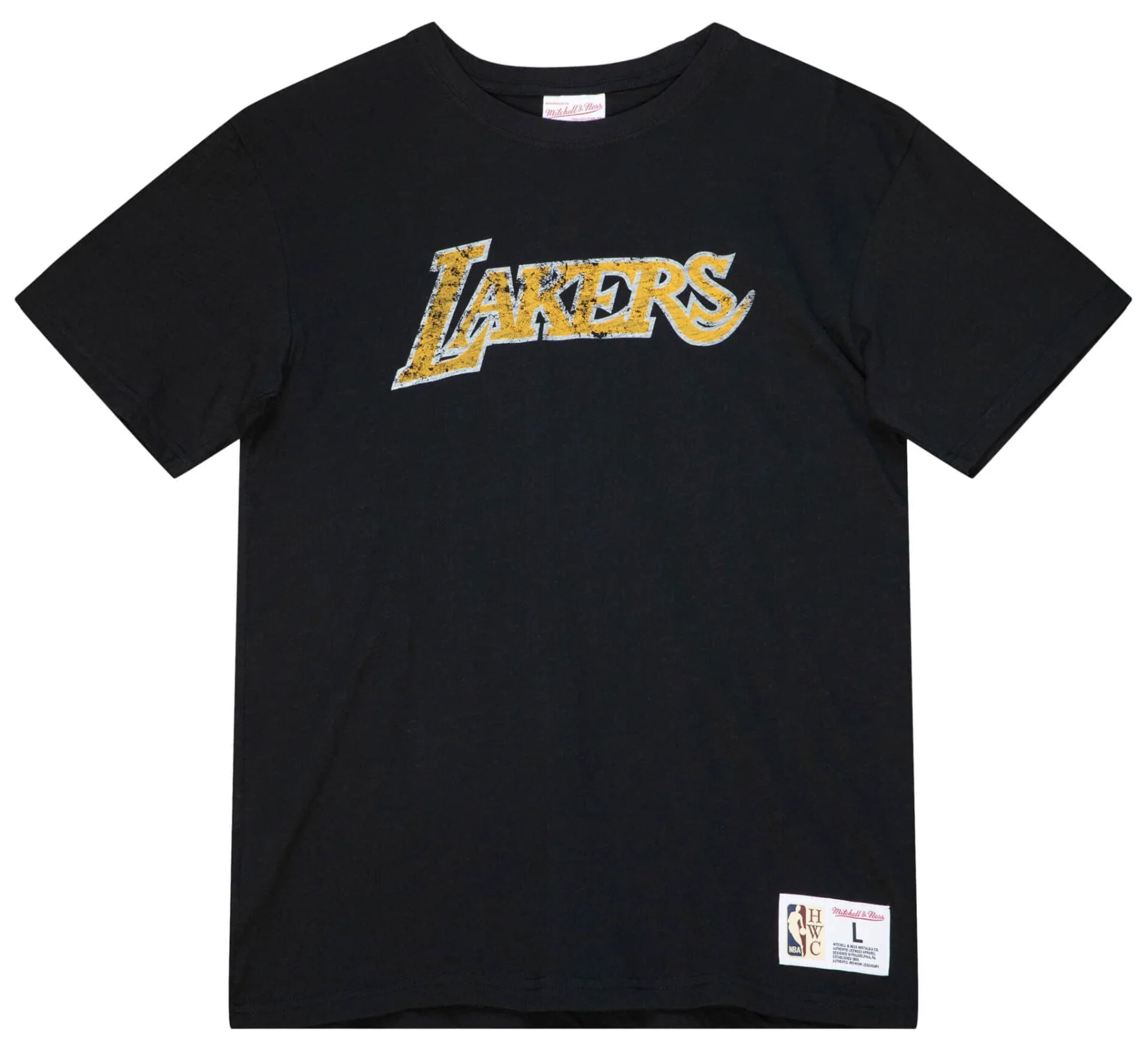 Men's Los Angeles Lakers NBA Legendary Slub Black Tee By Mitchell And Ness