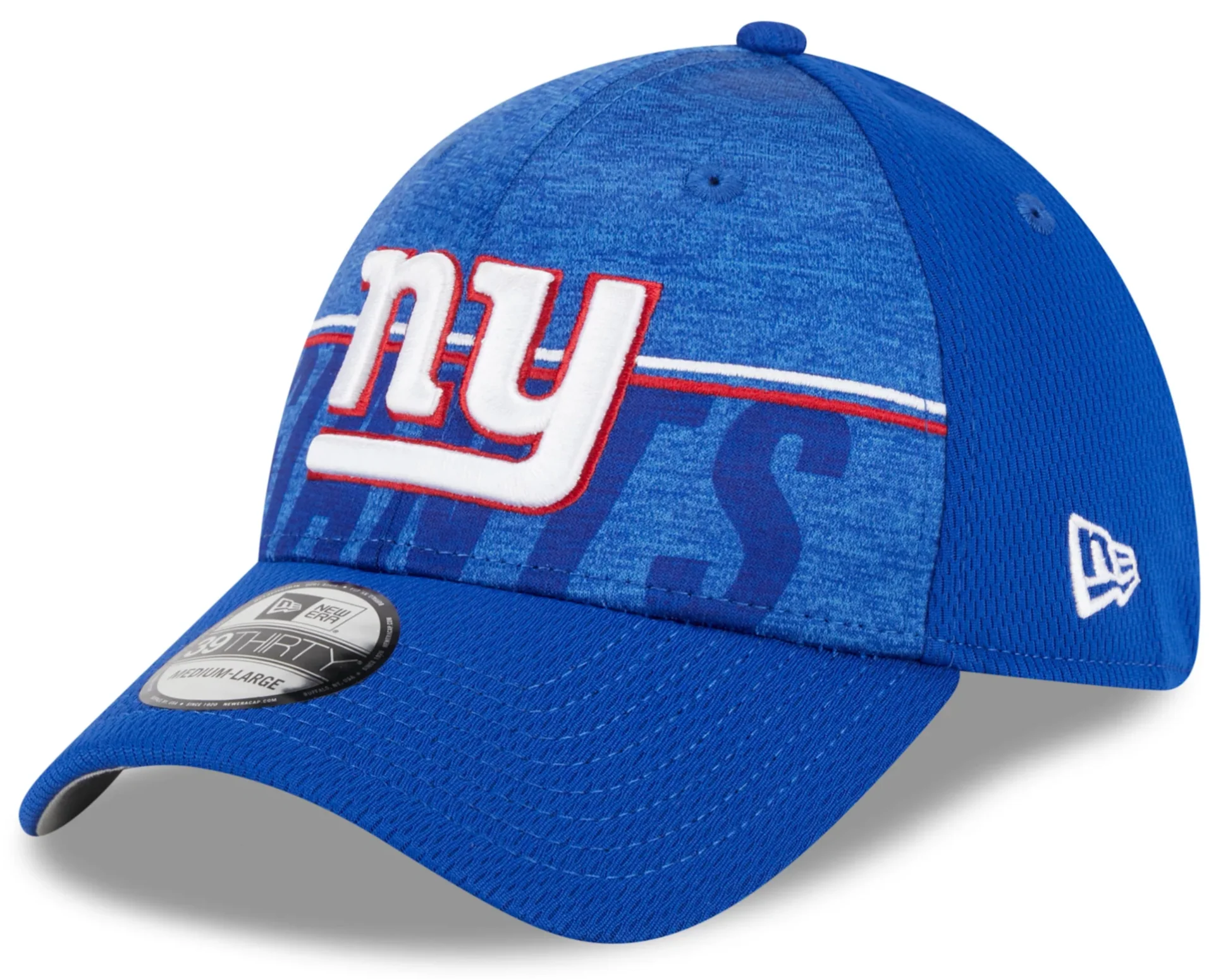 Men's New York Giants New Era NFL 2023 Training Camp Royal Primary Logo 39THIRTY Flex Fit Hat