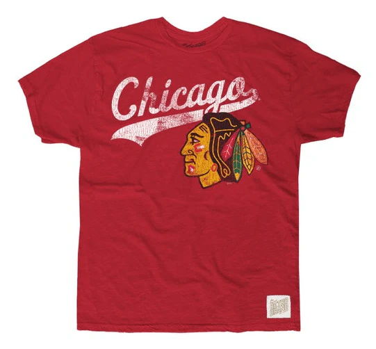 Chicago Blackhawks Script Tailswoop Tee by Retro Brand