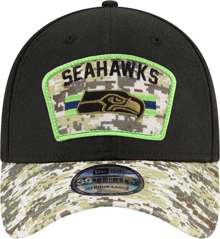 Men's Seattle Seahawks New Era Black 2021 Salute to Service 39THIRTY Flex Hat