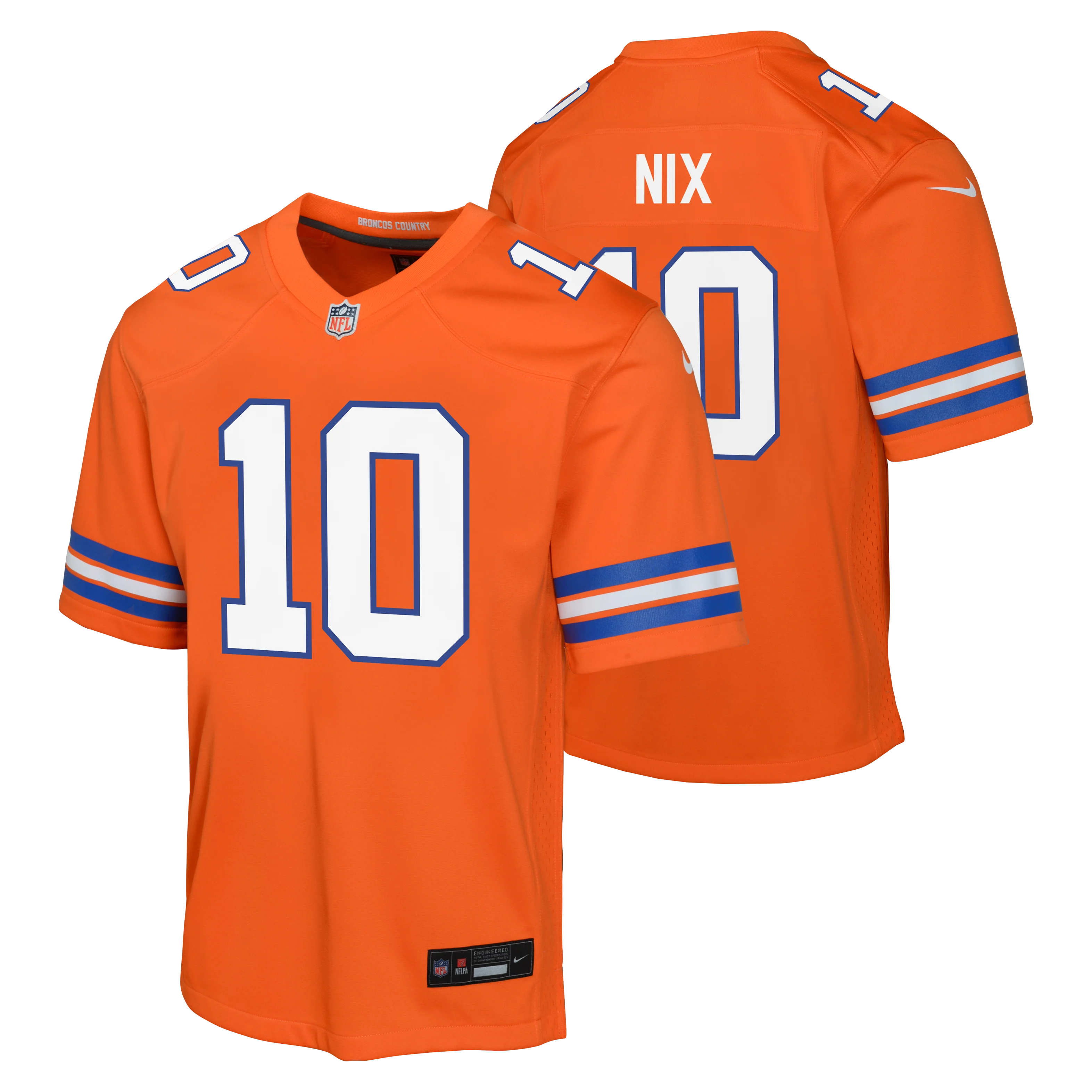 Youth Denver Broncos Bo Nix Nike Retro Alternate Orange Game Team Jersey