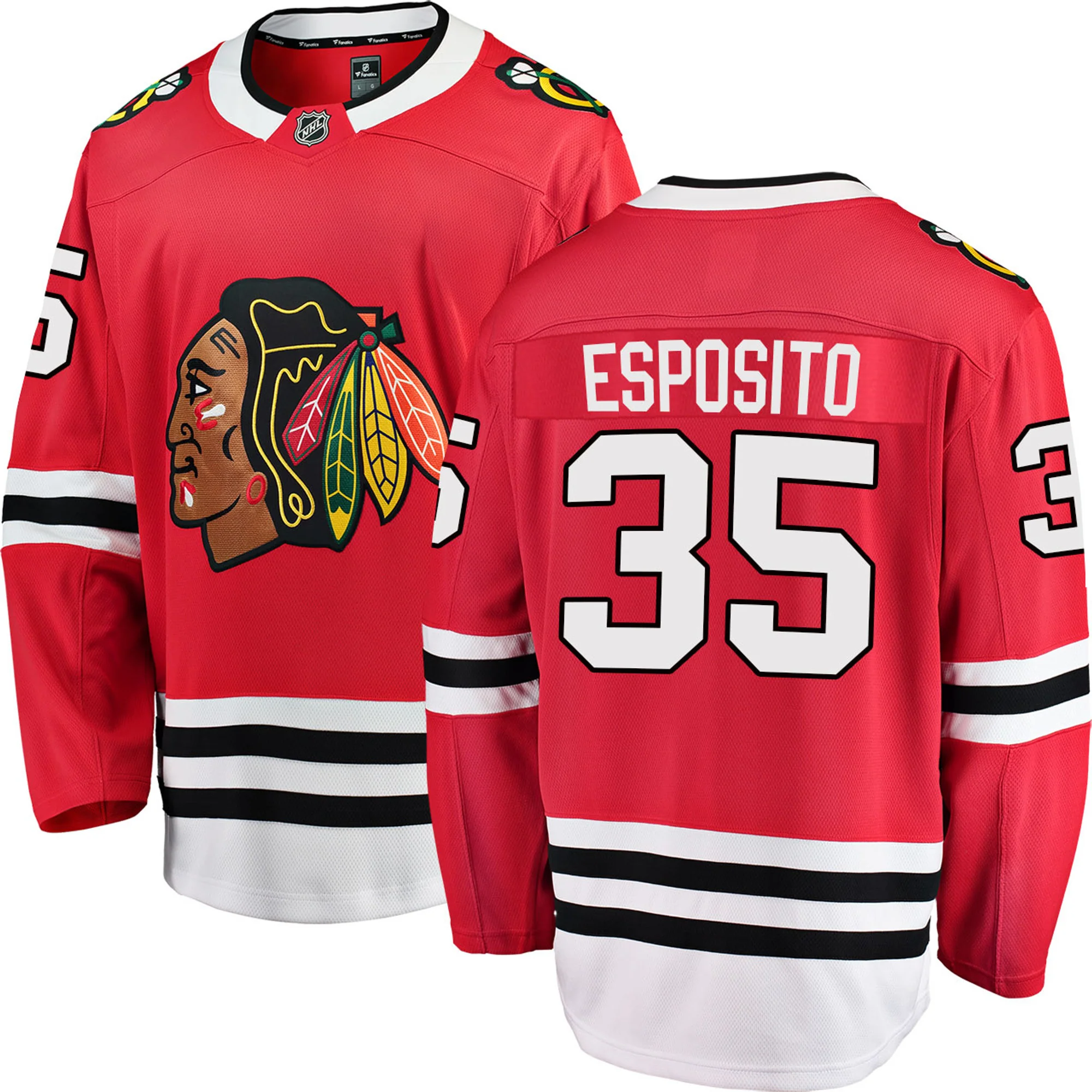 Men's Tony Esposito Chicago Blackhawks Red Home Premium Twill Fanatics Breakaway Replica Jersey