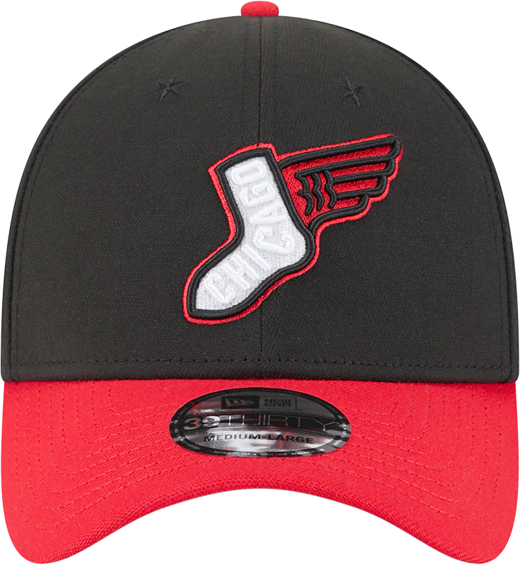 Chicago White Sox 2025 City Connect Alternate Black/Red New Era 39THIRTY Flex Fit Hat