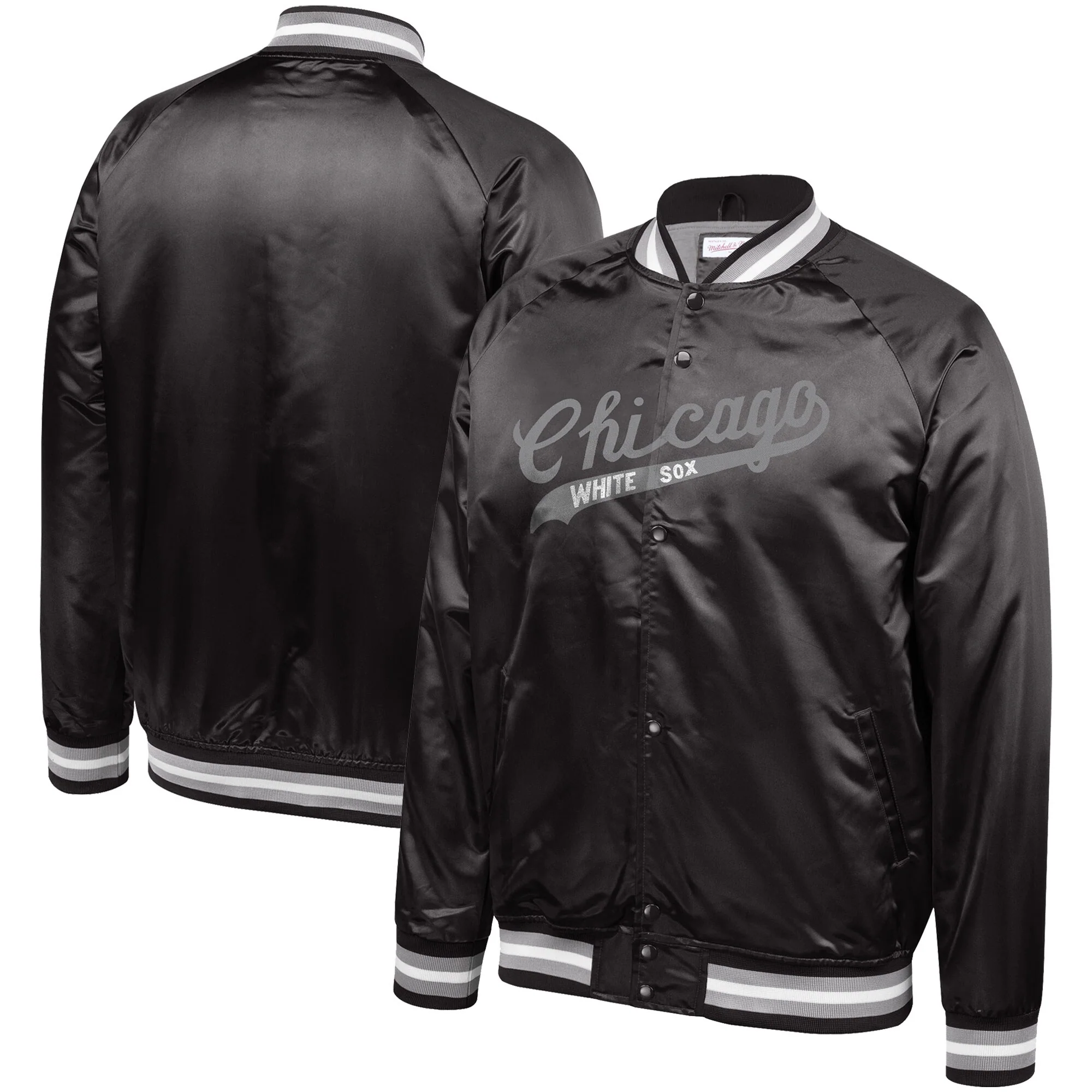 Men's Chicago White Sox Mitchell & Ness Cooperstown Collection Black Satin Full-Snap Jacket