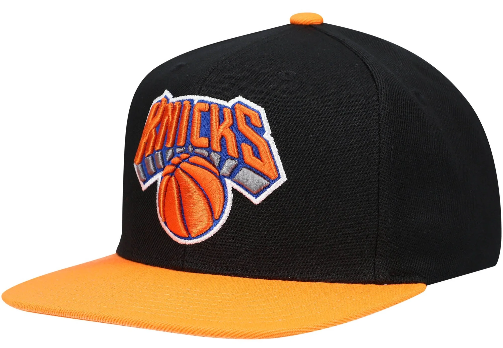 Men's New York Knicks Mitchell & Ness NBA Core Basic Black And Orange Snapback Hat