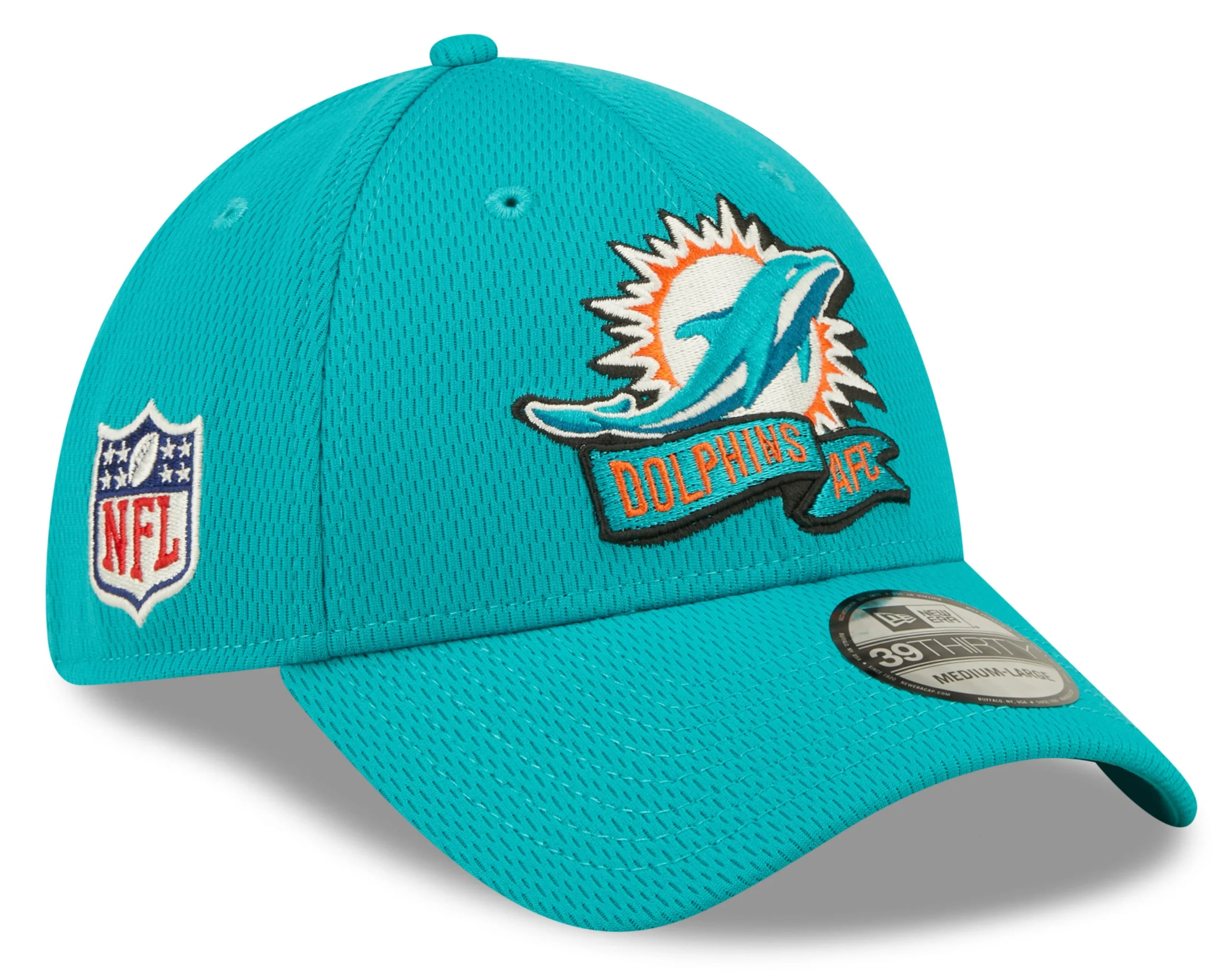 Men's Miami Dolphins New Era Aqua 2022 Sideline Coaches 39THIRTY Flex Hat